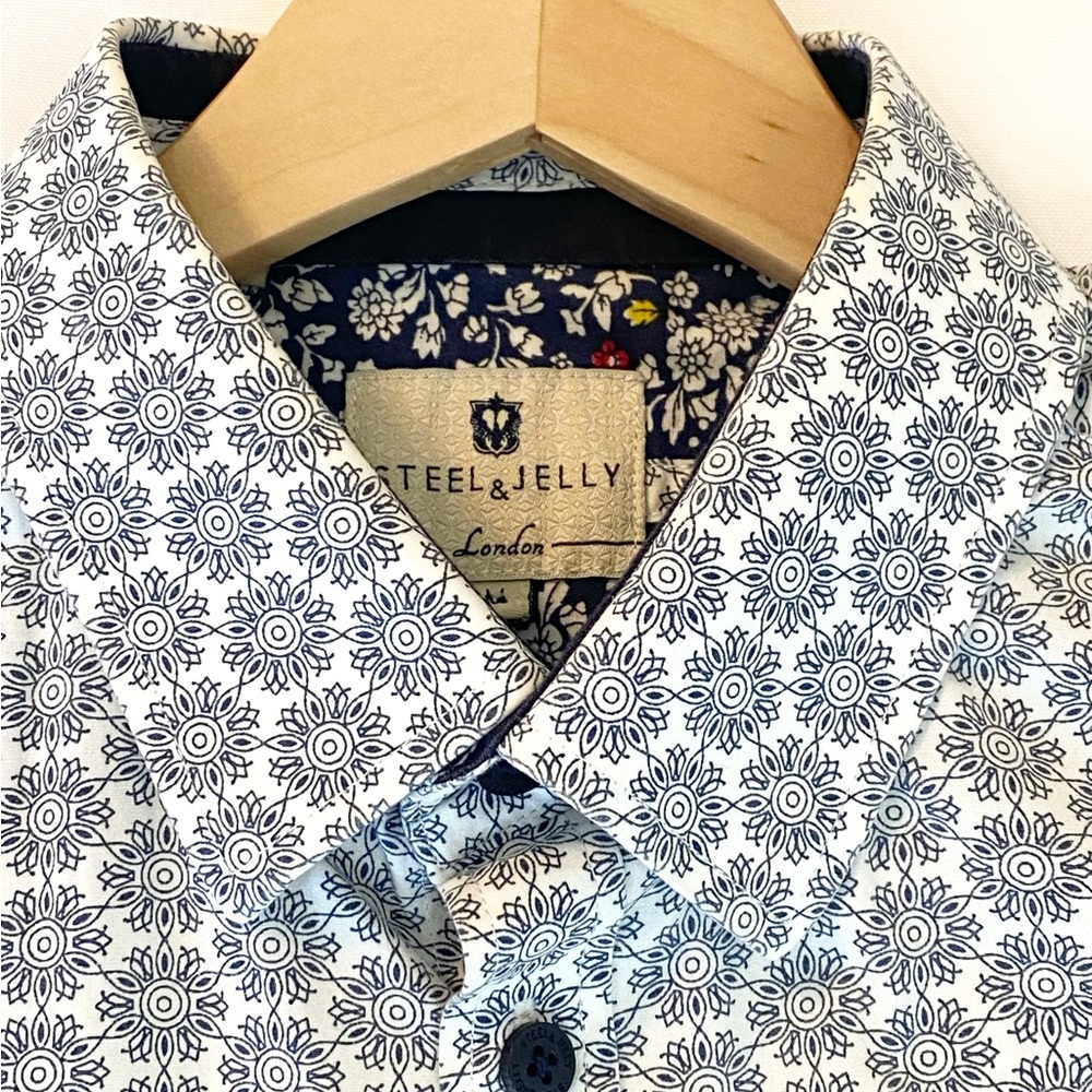 Steel & Jelly London Men’s Button Up Shirt Medium Short Sleeve Printed Shirt
